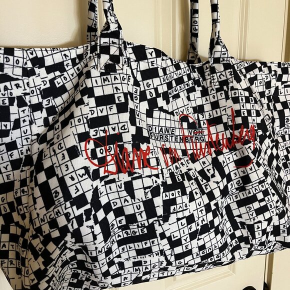 Diane von Furstenberg 50th Anniversary Tote Bag Crossword NEW - Picture 2 of 9